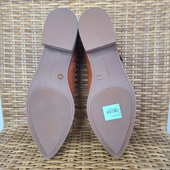 Lucky Brand Shoes Koben Booties Leather Stacked Heels Pointed Brown Size 11 - Picture 12 of 16